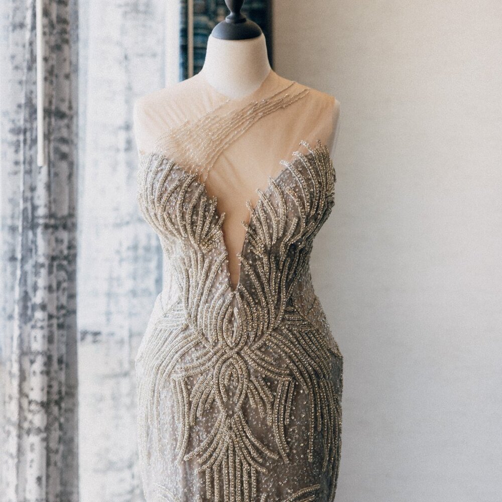 Custom Sparkly Bridal Reception Dress - Picture 3 of 6